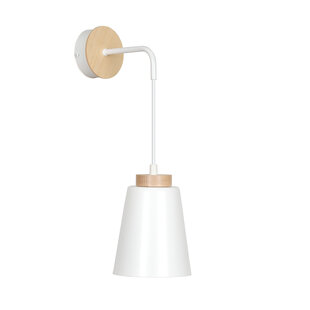 Kaarina wit met hout wandlamp 1x E27