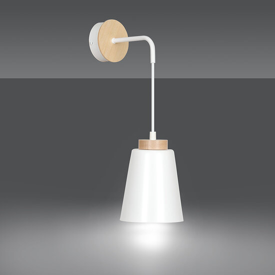 Emibig Emibig Kaarina white with wood wall lamp 1x E27 - Ideal for creating a cozy atmosphere