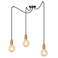 Lampe suspendue simple Heinola 3L spider noire avec cuivre 3x E27