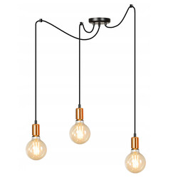Lampe suspendue simple Heinola 3L spider noire avec cuivre 3x E27