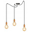 Lampe suspendue simple Heinola 3L spider noire avec cuivre 3x E27