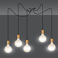 Heinola 5L spider black single hanging lamp with copper 5x E27