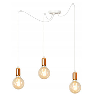 Heinola 3L spider white single hanging lamp with copper 3x E27