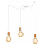 Heinola 3L spider white single hanging lamp with copper 3x E27