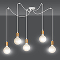 Heinola 5L spider white single hanging lamp with copper 5x E27