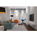 Heinola 5L spider white single hanging lamp with copper 5x E27