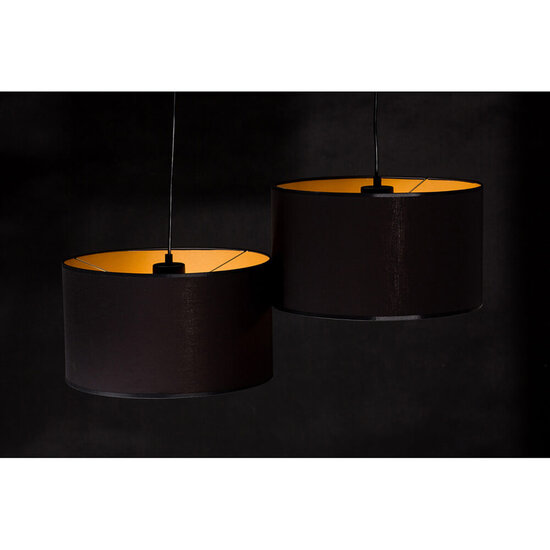 Goteborg dubbele zwart met gouden hanglamp cilinder 2x E27