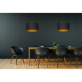 Goteborg double noir avec suspension dorée cylindre 2x E27