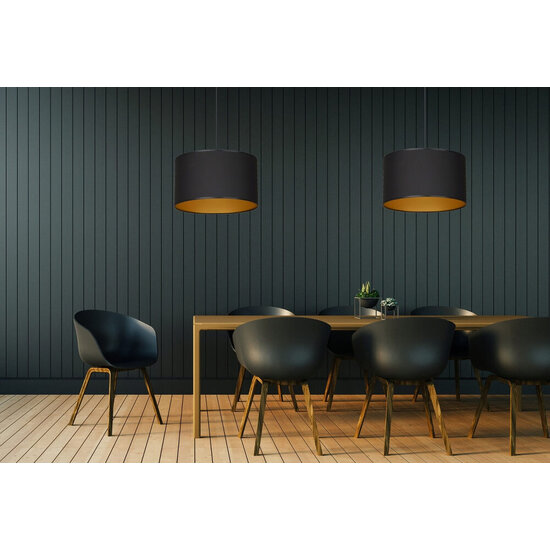 Goteborg double noir avec suspension dorée cylindre 2x E27