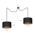 Goteborg double noir avec suspension dorée cylindre 2x E27