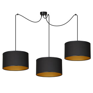 Goteborg 3Ltriple zwart met gouden hanglamp cilinder 3x E27