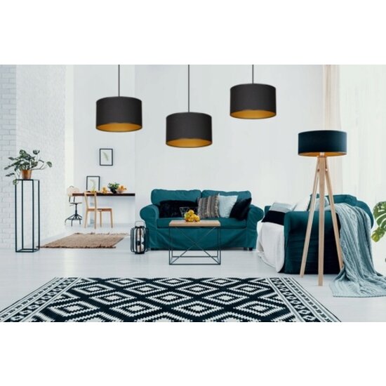 Goteborg 3Ltriple black with gold hanging lamp cylinder 3x E27