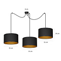 Goteborg 3Ltriple black with gold hanging lamp cylinder 3x E27