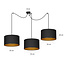 Goteborg 3Ltriple noir avec suspension dorée cylindre 3x E27