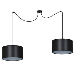 Goteborg double black-silver hanging lamp cylinder 2x E27