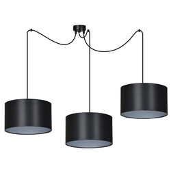 Goteborg 3Ltriple suspension noir-argent cylindre 3x E27