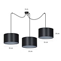 Goteborg 3Ltriple suspension noir-argent cylindre 3x E27