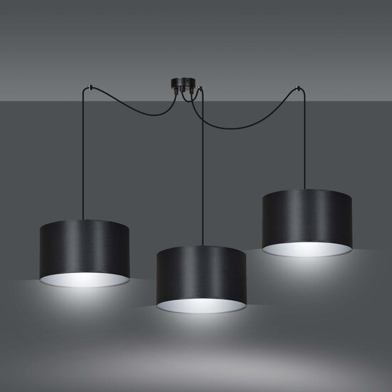 Goteborg 3Ltriple zwart-zilver hanglamp cilinder 3x E27