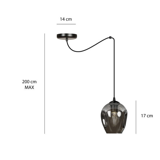 Emibig Emibig Malmo 1L pendant fumed E27 decentralizable - Ideal lighting for any space
