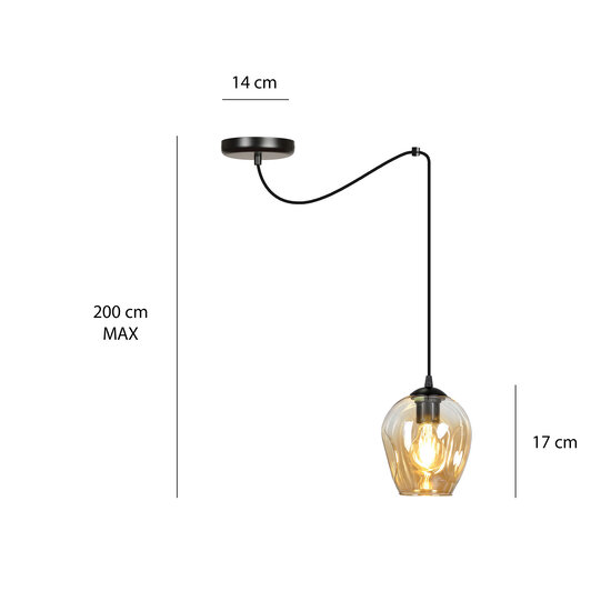 Colgante Malmo color ámbar 1L E27 descentralizable