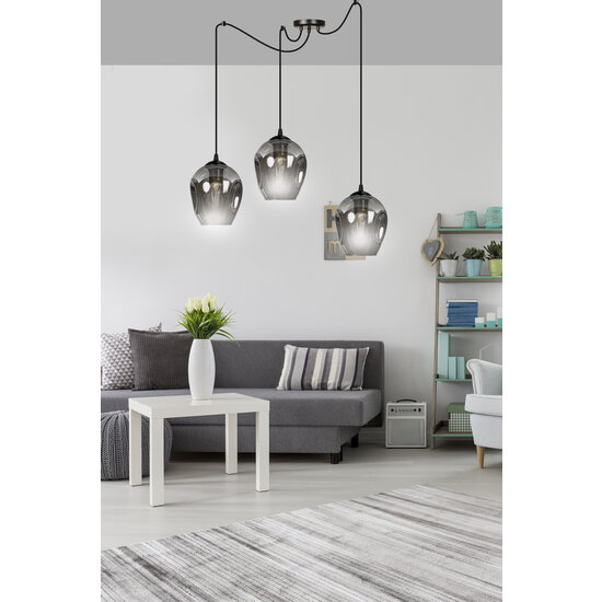 Emibig Emibig Malmo 3L Pendelleuchte, rauchgebrannt, E27, dezentralisierbar - Ideal für eine gemütliche Atmosphäre in jedem Raum