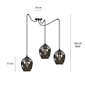Emibig Emibig Malmo 3L colgante ahumado E27 descentralizable - Ideal para crear un ambiente acogedor en cualquier espacio