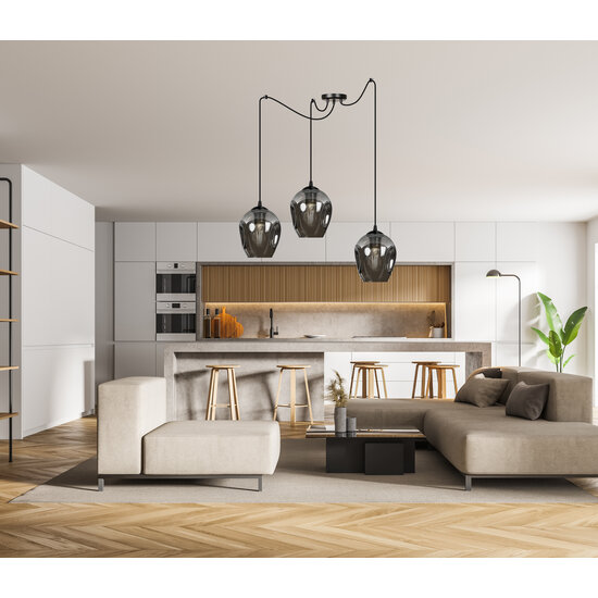 Malmo 3L pendant fumed E27 decentralizable