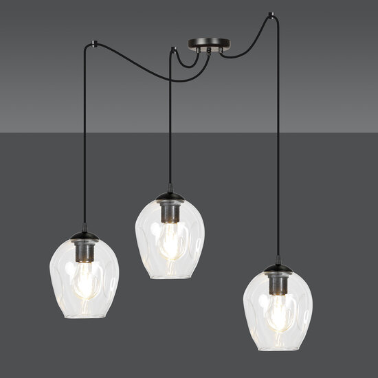 Malmo transparent 3L pendant E27 decentralizable