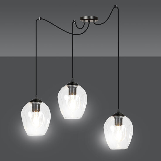 Emibig Emibig Malmo transparante 3L pendel E27 decentraliseerbaar - Perfecte verlichting voor elke ruimte