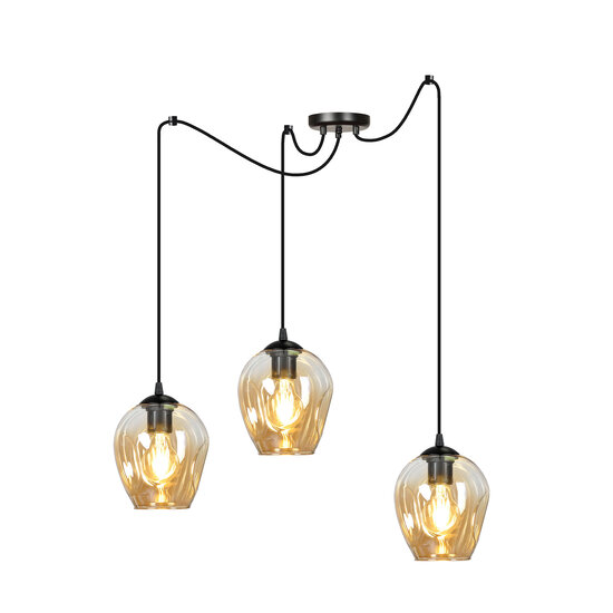 Emibig Emibig Malmo suspension 3L couleur ambre E27 décentralisable - Idéal pour créer une ambiance chaleureuse dans n'importe quelle pièce