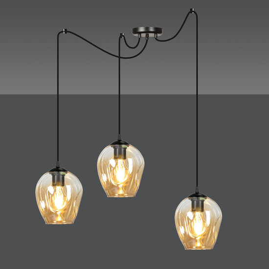Malmo amber colored 3L suspension E27 decentralizable