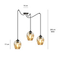 Emibig Emibig Malmo amberkleurige 3L pendel E27 decentraliseerbaar - Perfect voor sfeervolle verlichting in elke ruimte