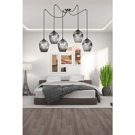 Malmo 5x E27 suspension fumée décentralisée