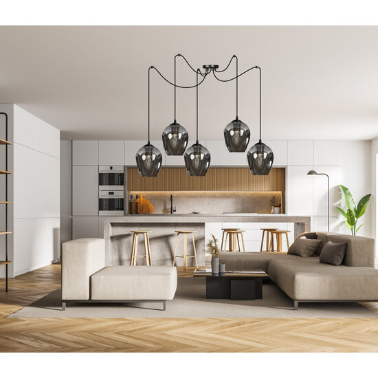 Malmo 5x E27 suspension fumée décentralisée