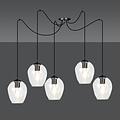 Malmo transparent 5x E27 pendant decentralized
