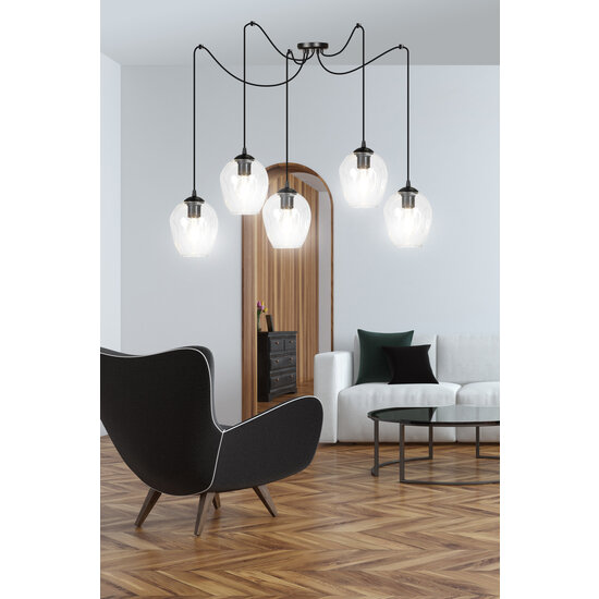 Emibig Malmo transparente 5x E27 Pendelleuchte dezentral - Ideales Licht für jeden Raum