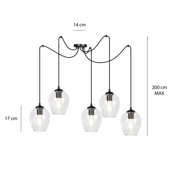 Emibig Emibig Malmo transparente 5x E27 colgante descentralizado - Iluminación ideal para cualquier espacio