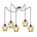 Emibig Emibig Malmo amberkleurige 5x E27 pendel E27 decentraliseerbaar - Perfect voor moderne interieurs