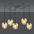 Emibig Emibig Malmo amberkleurige 5x E27 pendel E27 decentraliseerbaar - Perfect voor moderne interieurs