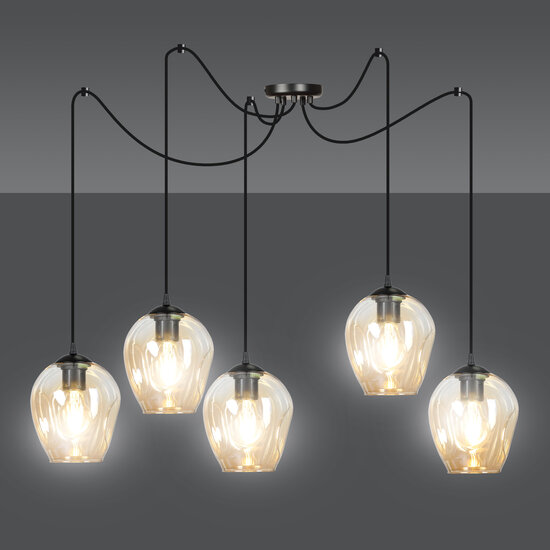Malmo couleur ambre 5x E27 suspension E27 décentralisée
