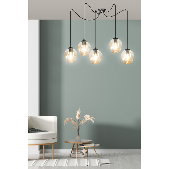 Emibig Emibig Malmo amber colored 5x E27 pendant E27 decentralizable - Ideal for modern interiors