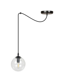 Emibig Uppsala noire 1L lampe suspendue verre transparent E14