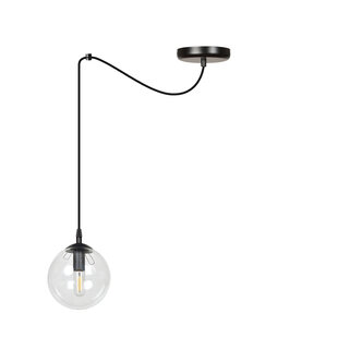Emibig Uppsala zwarte 1L pendel lamp transparant glas E14