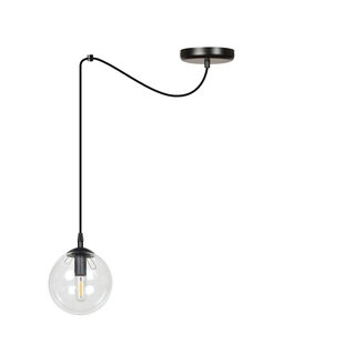 Uppsala zwarte 1L pendel lamp transparant glas E14