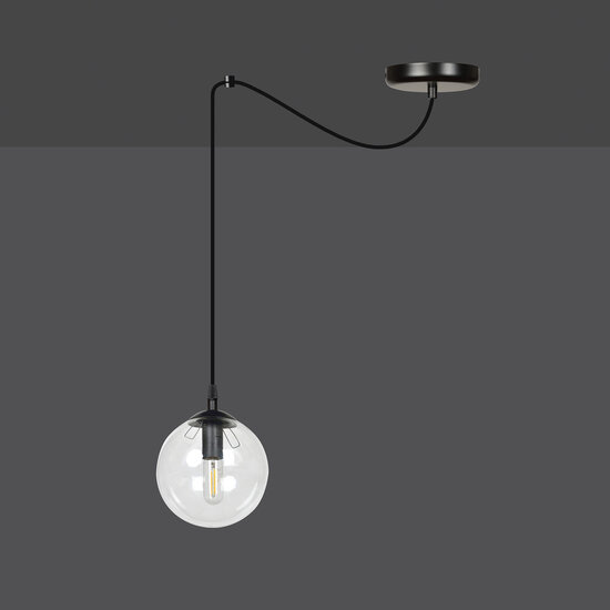 Uppsala black 1L pendant lamp transparent glass E14