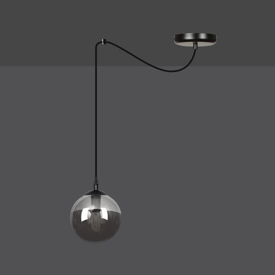 Emibig Emibig Uppsala lampe suspendue noire complète 1L verre fumé E14 - Idéale pour les intérieurs modernes