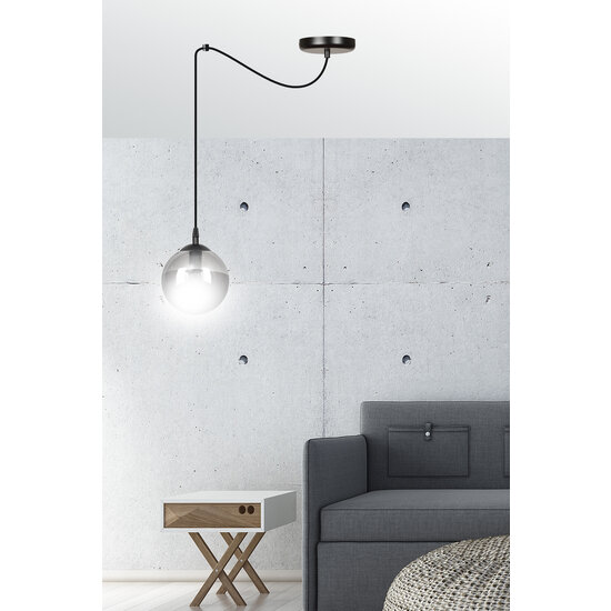 Uppsala full black 1L hanging lamp smoked glass E14