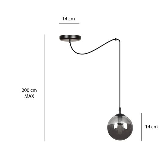 Emibig Emibig Uppsala lampe suspendue noire complète 1L verre fumé E14 - Idéale pour les intérieurs modernes