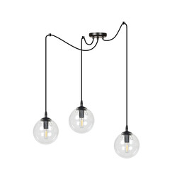 Uppsala zwarte 3L pendel lamp met transparant glas 3x E14