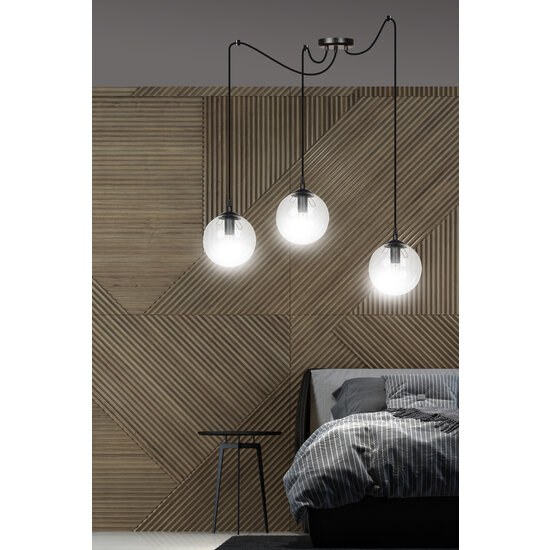 Emibig Emibig Uppsala lampe pendante noire 3L avec verre transparent 3x E14 - Éclairage parfait pour chaque espace